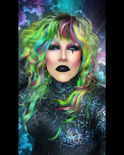 Beauty portrait of Abby with rainbow hair