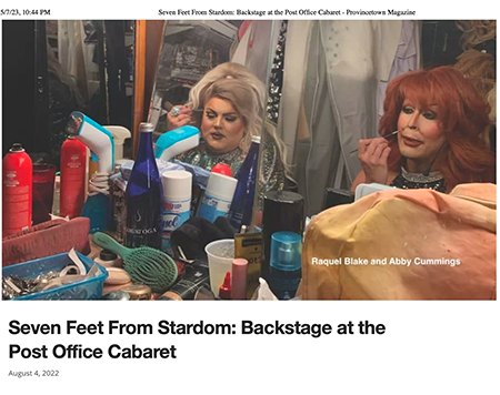 Screenshot of Provincetown Magazine: Seven Feet From Stardom: Backstage at the Post Office Cabaret